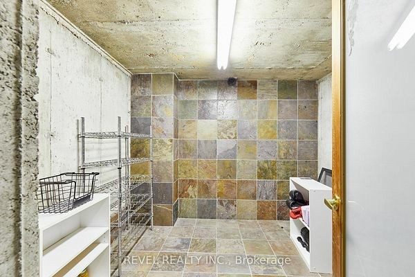 Backyard pool change room with a washroom at 475 Poplar Avenue, Ajax